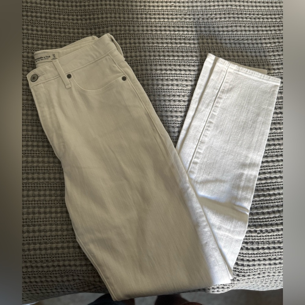 Abercrombie High Rise Super Skinny White Denim Jeans